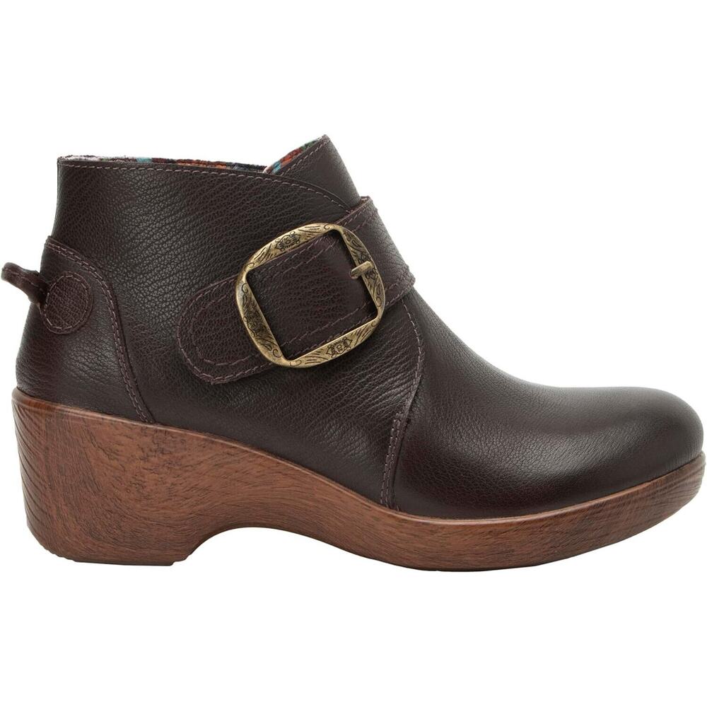 Alegria Womens Symone Leather Ankle Wedge Heel Boots -- Espresso NEW - Picture 2 of 6